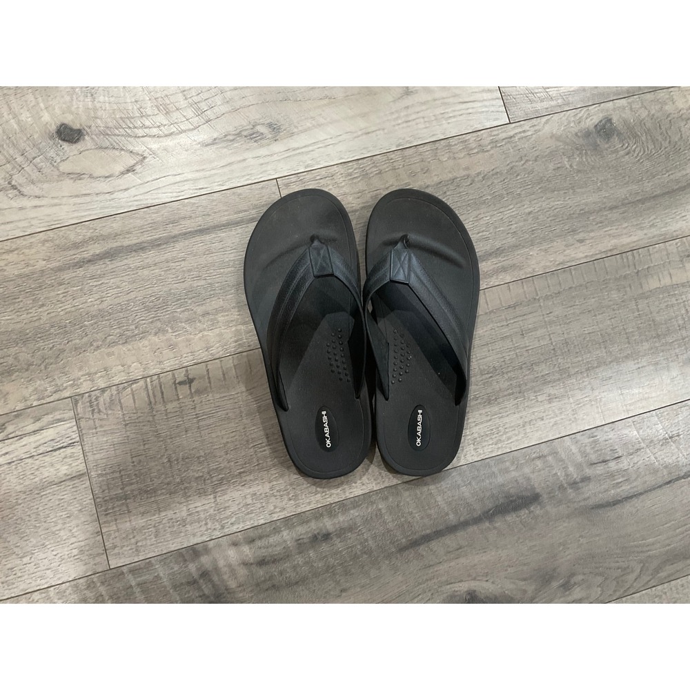 Okabashi Mens Surf Flip Flop Sandals Black Size 10 Made in USA Eco Friendly